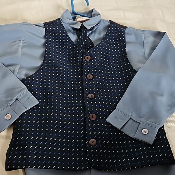 Robert Allen Boy's Shirt, Waist Coat Vest & Tie Navy Blue Size 6 - Picture 16 of 16